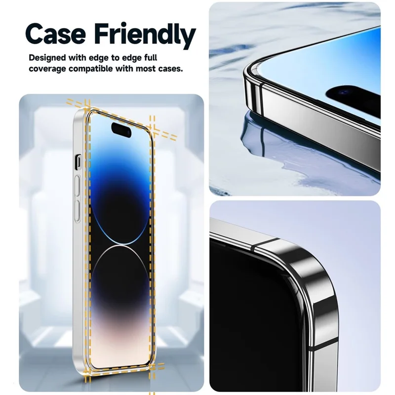 For iPhone 15 Tempered Glass HD Clear Screen Protector with Automatic Dust Removal Tool