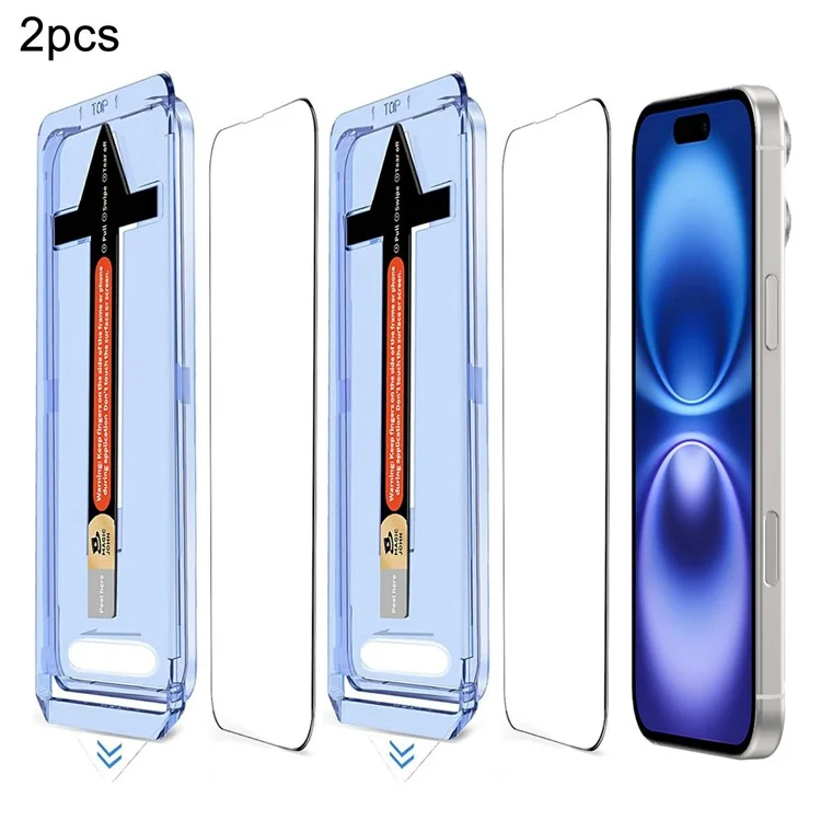 2 Set per iPhone 16 Plus / 15 Plus Pellicola Protettiva in Vetro Temperato HD Trasparente con Strumento di Rimozione Automatica della Polvere