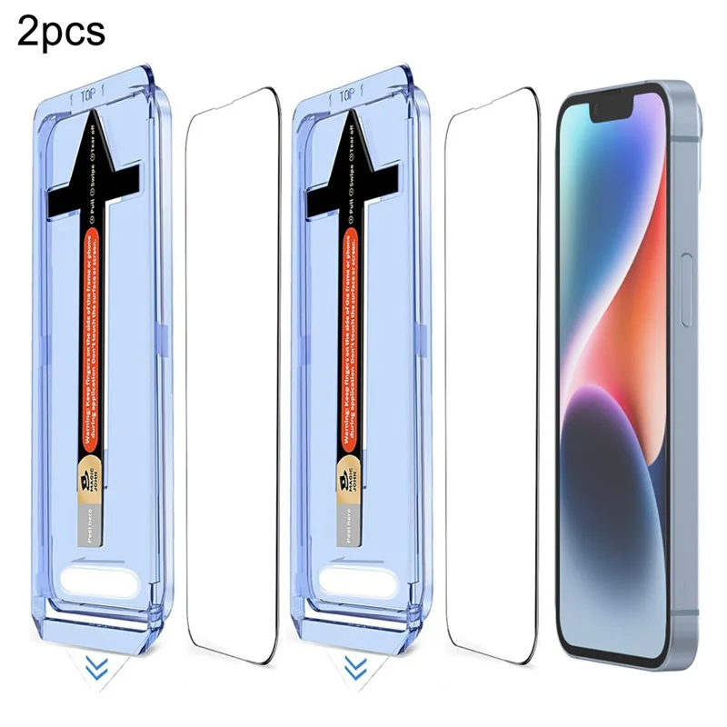 2 Sets For iPhone 14 / 13 Pro / 13 Tempered Glass HD Clear Screen Protector with Automatic Dust Removal Tool