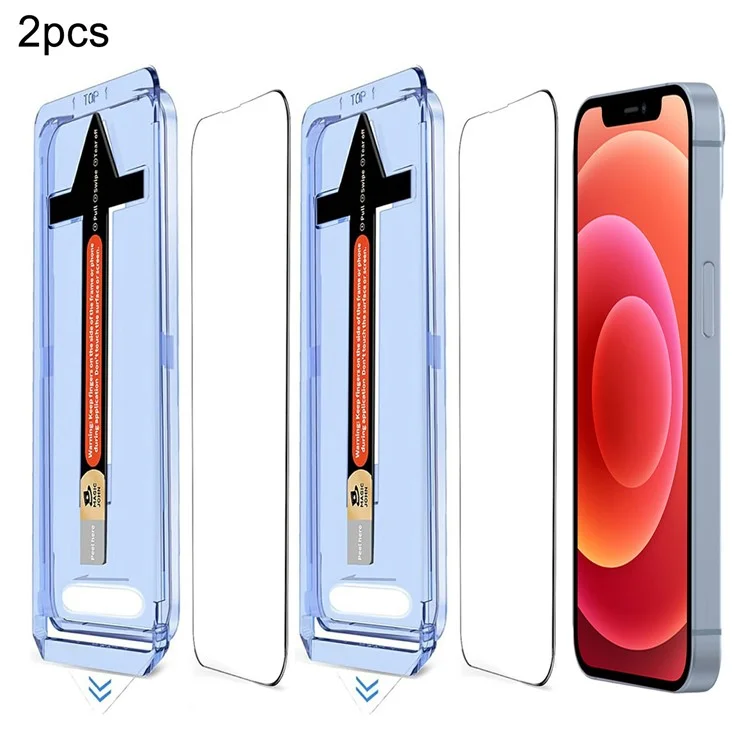 2 Sets For iPhone 12 Pro / 12 Tempered Glass HD Clear Screen Protector with Automatic Dust Removal Tool