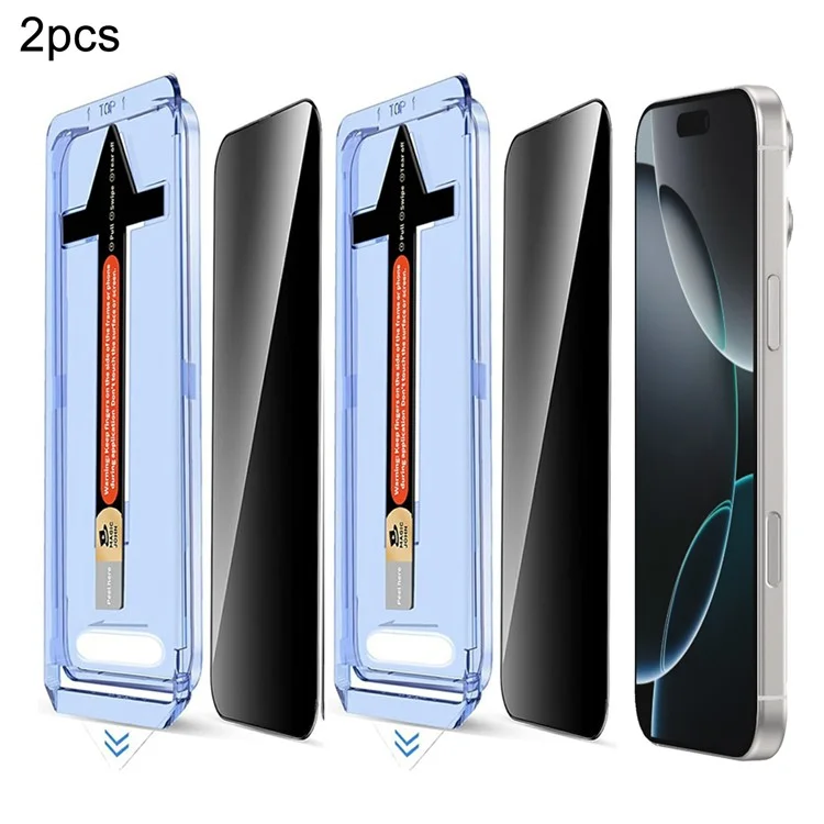 2 set per iPhone 16 Pro Max Protezione schermo in vetro temperato anti-spia con strumento di rimozione automatica della polvere