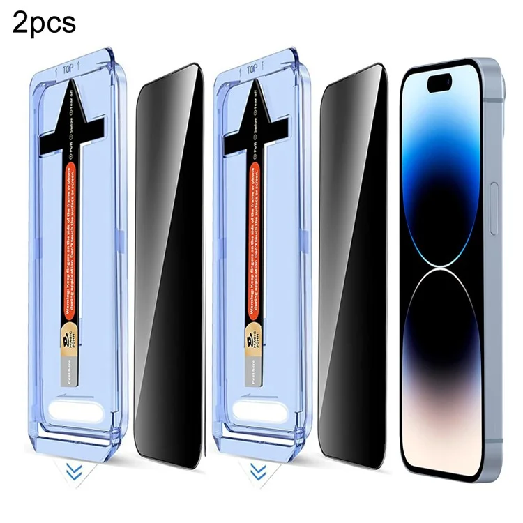 2 Sets For iPhone 14 Pro Max Anti Spy Tempered Glass Screen Protector with Automatic Dust Removal Tool