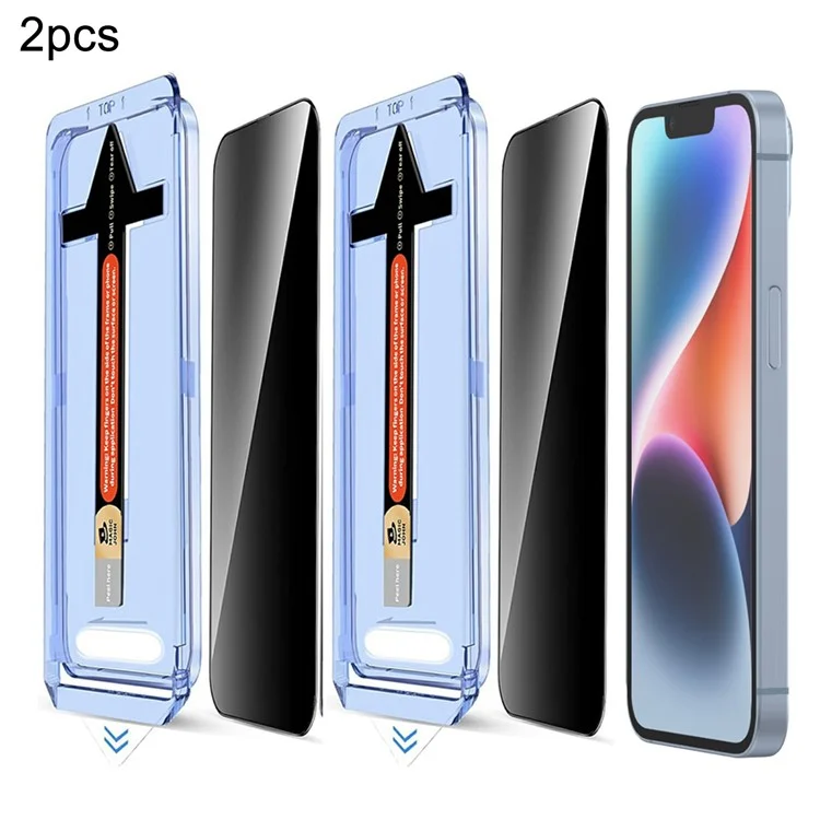 2 Sets Anti Spy Film for iPhone 14 / 13 Pro / 13 Tempered Glass Screen Protector with Automatic Dust Removal Tool