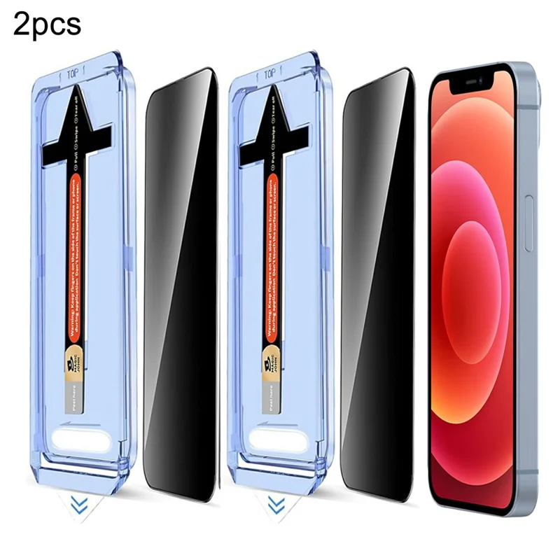 2 комплекта защитных закаленных стеклянных экранов от шпионажа для iPhone 12 Pro / 12 с инструментом для автоматического удаления пыли