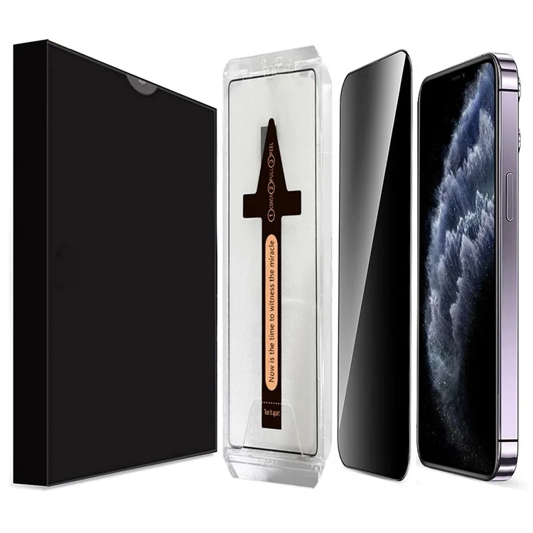 Cristal templado antiespia para iPhone 11 Pro con herramienta de eliminación automática de polvo