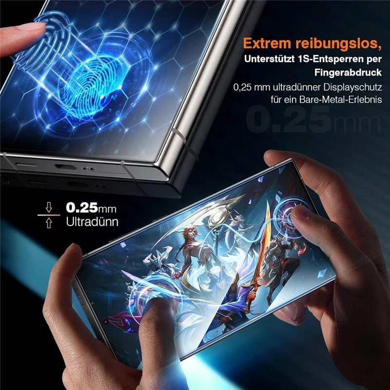 2Pcs For Samsung Galaxy S25 Ultra Anti Spy High Aluminium Silicon Glass Screen Protector (Fingerprint Unlock)