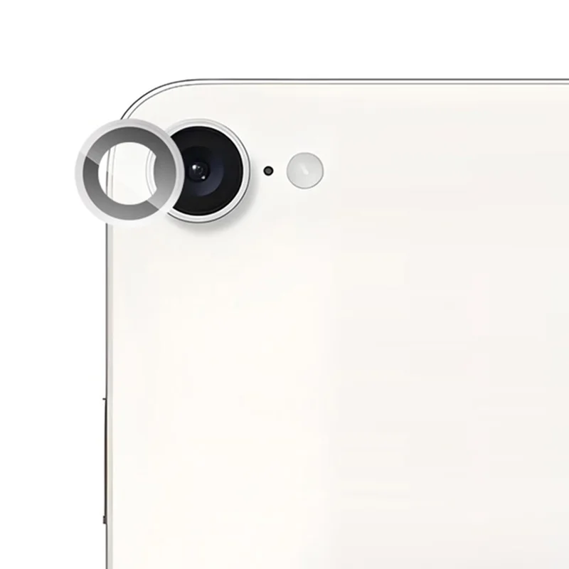 RURIHAI For iPhone 16e Camera Lens Protector Tempered Glass Metal Ring Lens Film - Silver
