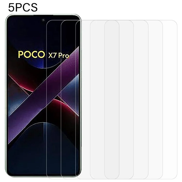 5 pièces pour Xiaomi Poco X7 Pro 5G Protecteur d'écran 0,3 mm 2,5D Verre trempé Film transparent