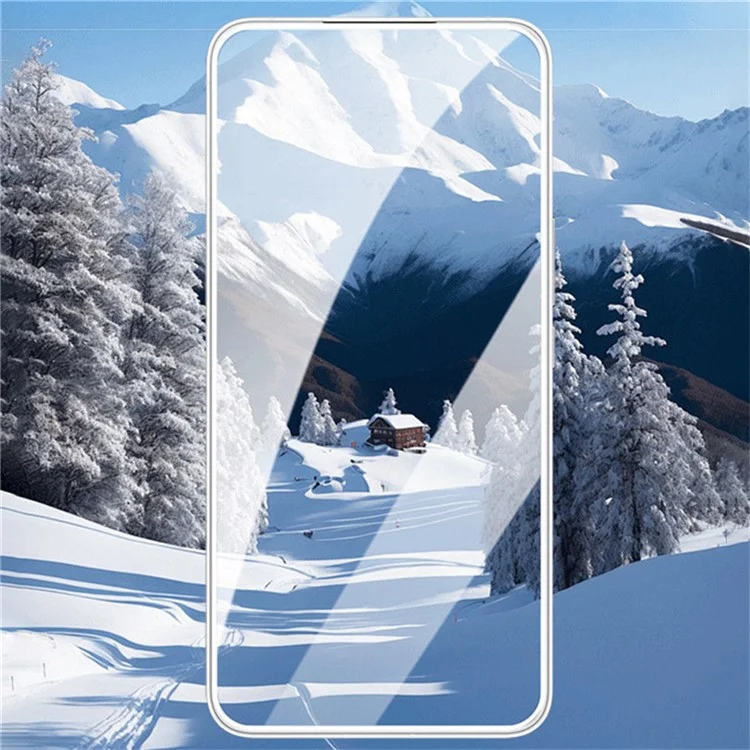 Protecteur d'écran pour iPhone 16 / 15 avec colle intégrale, bordure blanche électroplaquée, aluminium haute qualité et film en verre silicone.