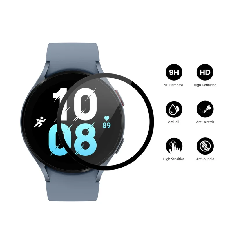 ENKAY HAT PRINCE Para Samsung Galaxy Watch 5 44mm Protector de Pantalla de Cristal Templado Anti-Arañazos Ultra Claro Película Protectora de Pantalla de Seda Impresa Cobertura Completa