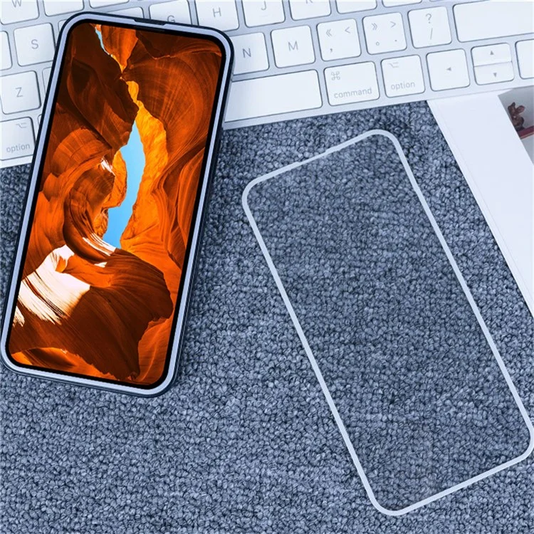 Protecteur d'écran pour iPhone 14 / 13 Pro / 13 Bord électroplaqué blanc Full Glue Aluminum Silicone Glass Film