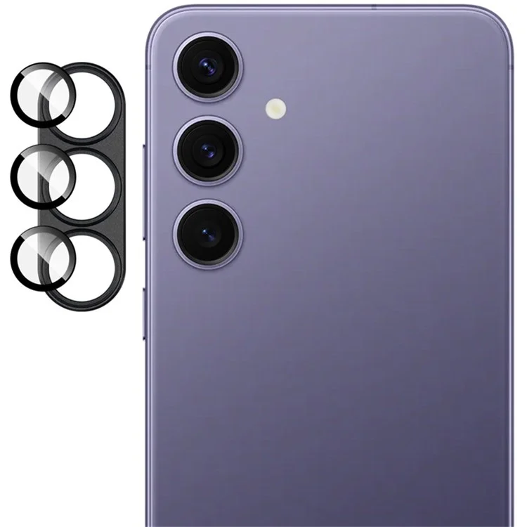 Film protecteur d'objectif en métal avec protecteur d'écran en verre trempé pour Samsung Galaxy S25+ - Noir