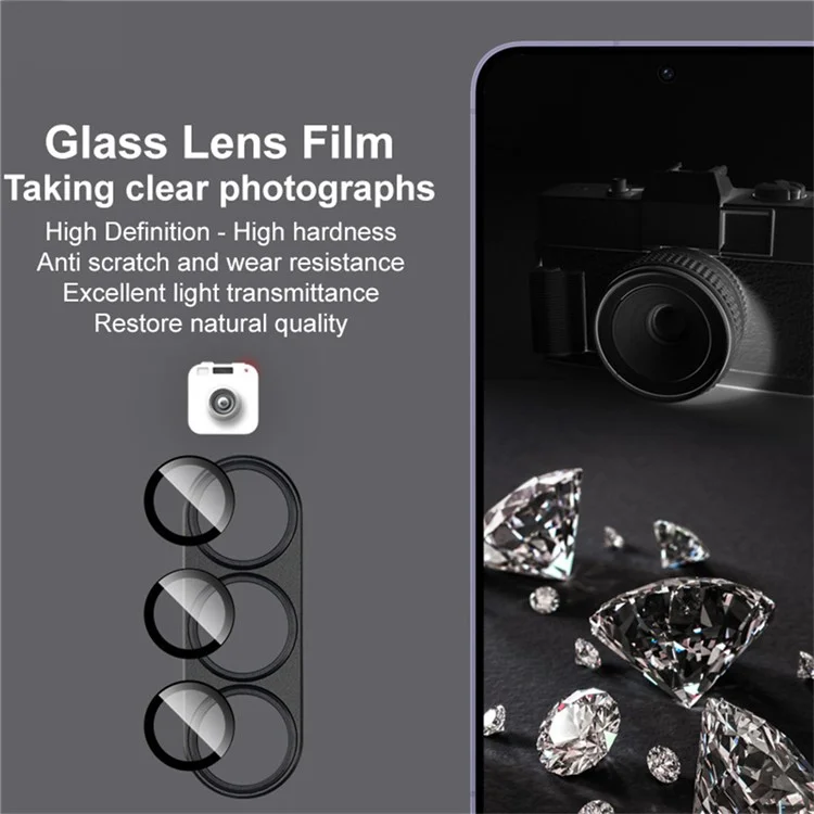 Film protecteur d'objectif en métal avec protecteur d'écran en verre trempé pour Samsung Galaxy S25+ - Noir