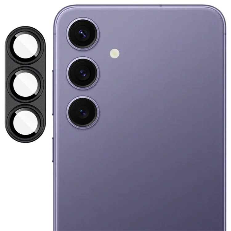 Film protecteur d'objectif en métal avec protecteur d'écran en verre trempé pour Samsung Galaxy S25+ - Noir