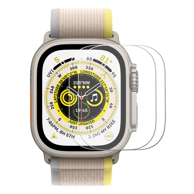 ENKAY HAT PRINCE 2Stk / Set 0,2 mm Hochaluminium-Silizium-Glasbildschirmfilm für Apple Watch Ultra 2 / Ultra 49 mm Klarer Bildschirmschutz