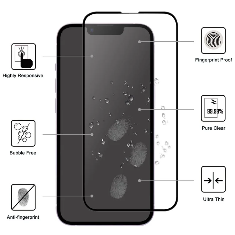Protecteur d'écran en verre AGC pour iPhone SE (2024) avec bordure noire collée sur tout le pourtour.