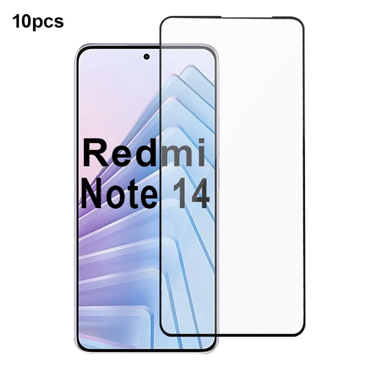 10 Stück für Xiaomi Redmi Note 14 5G Bildschirmschutz, Seidendruckrand, vollständige Abdeckung mit Vollverklebung