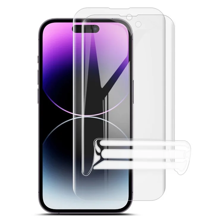 IMAK 2Pcs / Set Screen Protector for iPhone 14 Pro Max, Full Coverage Ultra Clear Anti-abrasion Soft TPU Hydrogel Film III