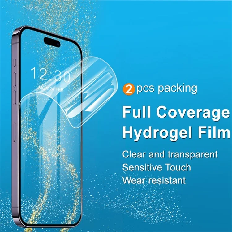 IMAK 2Pcs / Set Screen Protector for iPhone 14 Pro Max, Full Coverage Ultra Clear Anti-abrasion Soft TPU Hydrogel Film III