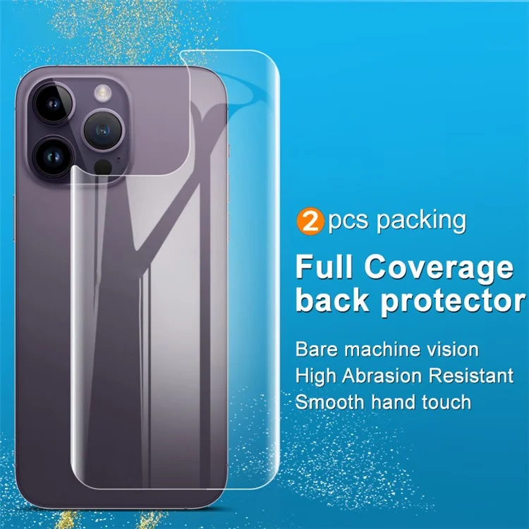 IMAK 2Pcs / Set Hydrogel Film III Soft TPU Phone Back Film for iPhone 14 Pro, Anti-scratch Abrasion-resistant Full Cover Back Protector