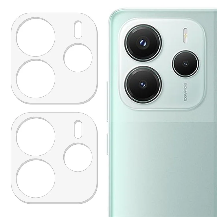 2 Unidades Protector de Lente de Cámara para Xiaomi Redmi Note 14 5G Cristal Templado Curvado 3D Antiarañazos