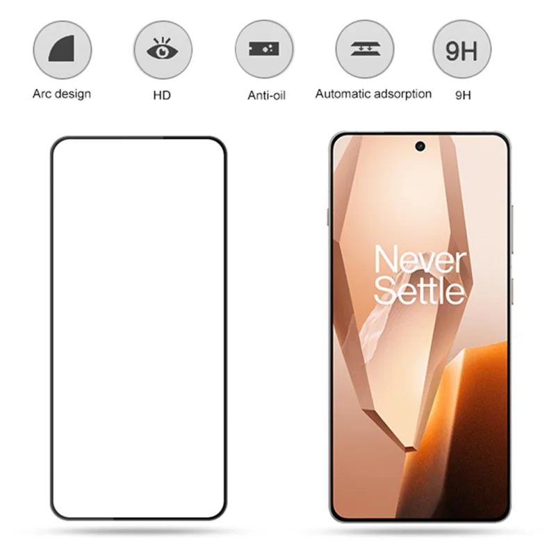 MOCOLO na OnePlus 13R 5G, ochrona ekranu, odporna na pęknięcia, folia z hartowanego szkła z nadrukiem jedwabnym – Czarny