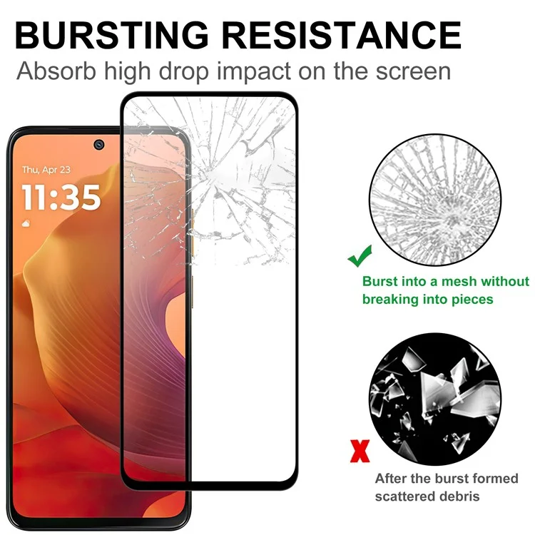 For Motorola Moto G05 4G AGC Glass Screen Protector Full Glue Black Edge Screen Film
