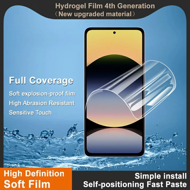 IMAK Hydrogel Film 4th Gen for Xiaomi Redmi Note 14 4G (163.25x76.55x8.16mm) Full Screen Protector Ultra Clear Soft TPU Film