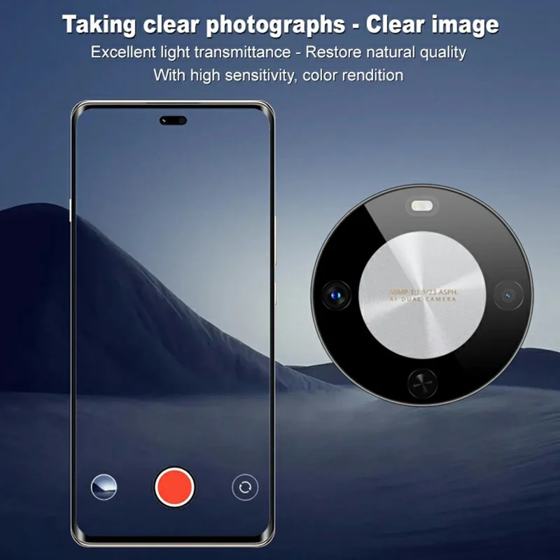 IMAK voor Huawei Enjoy 70X Gehard Glas Camera Lensbeschermer met Zelfpositionerend Frame (Zwarte Versie)