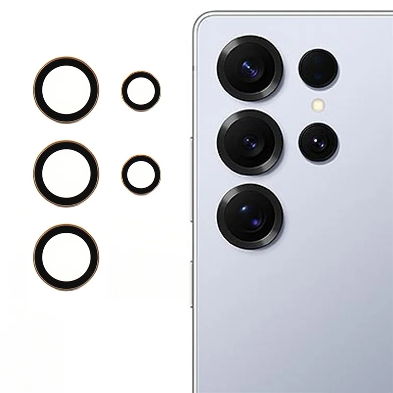 For Samsung Galaxy S25 Ultra Camera Lens Protector Electroplating Ultra HD Tempered Glass Lens Film - Gold