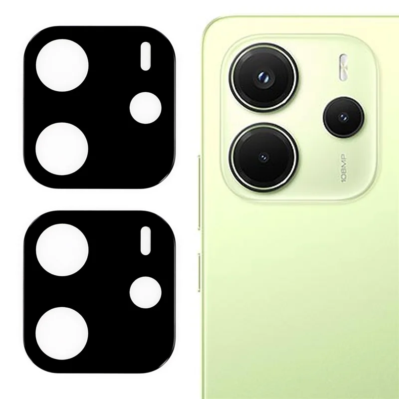 2Pcs For Xiaomi Redmi Note 14 4G (163.25x76.55x8.16mm) / (164.84x78.15x8.16mm) Camera Lens Protector Silk Printing Lens Film 3D Arc Edge