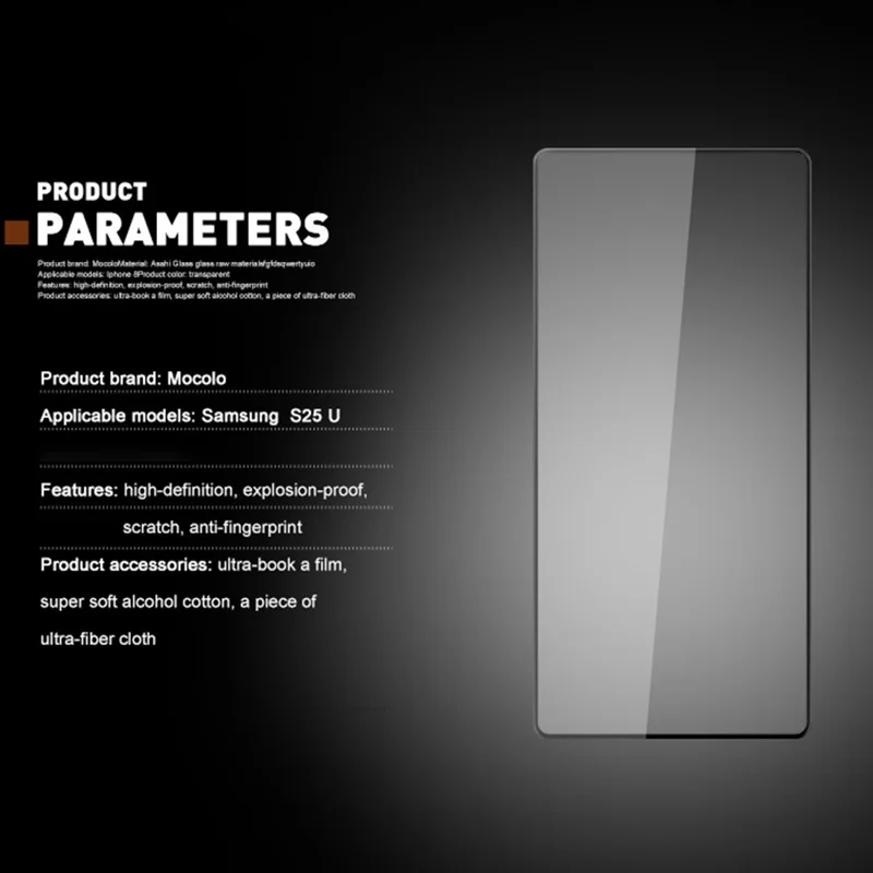 MOCOLO For Samsung Galaxy S25 Ultra Screen Protector Anti-Shatter Silk Printing Tempered Glass Film - Black