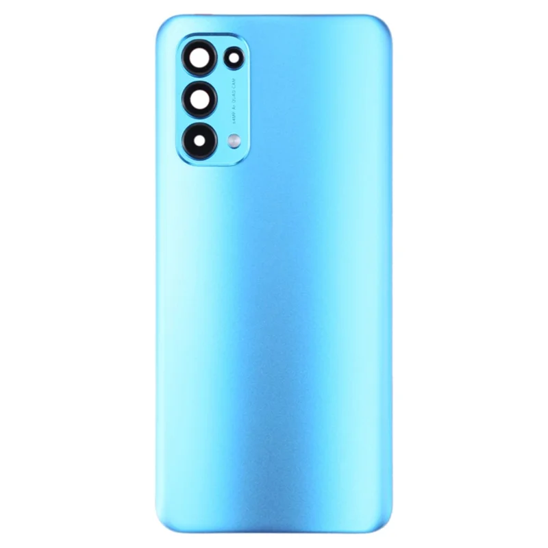 Для Oppo Reno5 4G / 5G Задняя крышка батарейного отсека с кольцом для камеры и крышкой объектива - Синий