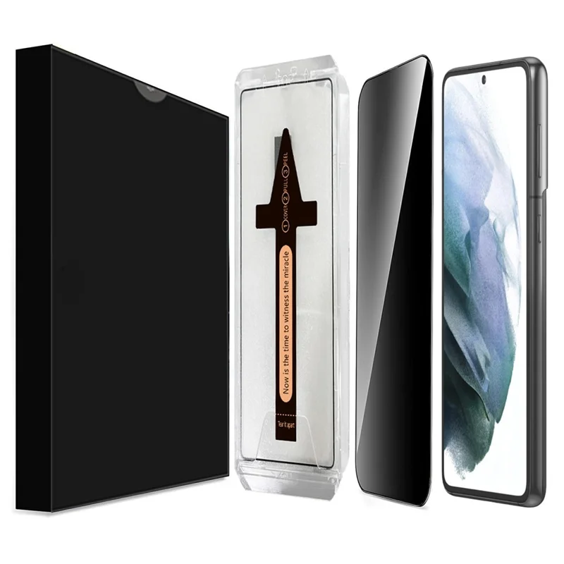 For Samsung Galaxy S21 4G / 5G Anti Spy Tempered Glass Screen Protector with Automatic Dust Removal Tool