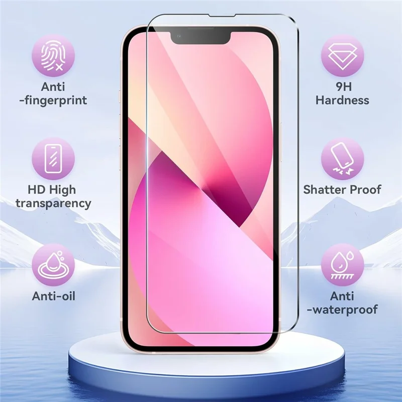 قطعتان لشاشة iPhone 16e الواضحة عالية الدقة، حامي شاشة ضد الانفجار بحواف قوسية 2.5D من زجاج مقسّى