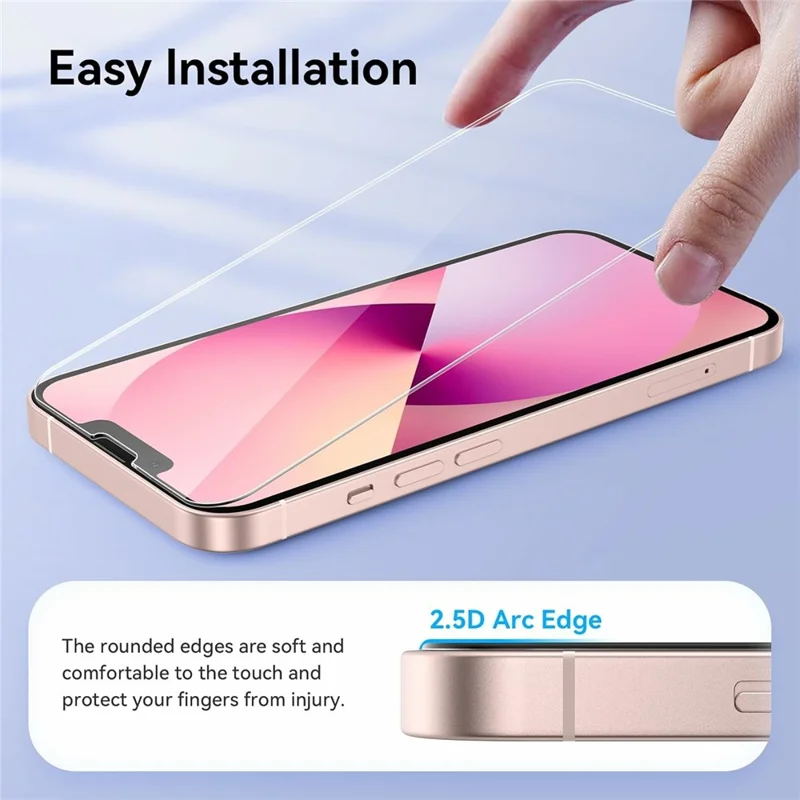 قطعتان لشاشة iPhone 16e الواضحة عالية الدقة، حامي شاشة ضد الانفجار بحواف قوسية 2.5D من زجاج مقسّى