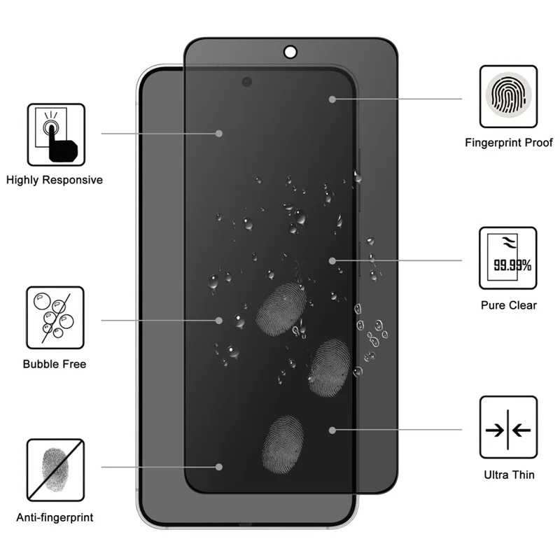 For Samsung Galaxy S25 Edge Tempered Glass Film 2.5D Arc Edge Anti-Spy (Fingerprint Unlock)