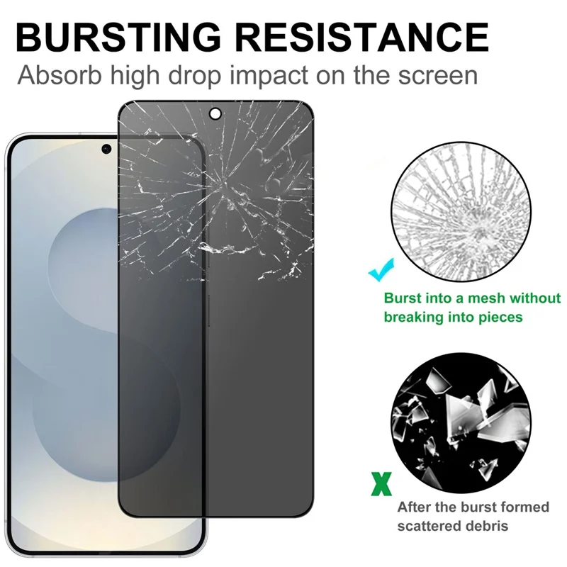 For Samsung Galaxy S25 Edge Tempered Glass Film 2.5D Arc Edge Anti-Spy (Fingerprint Unlock)