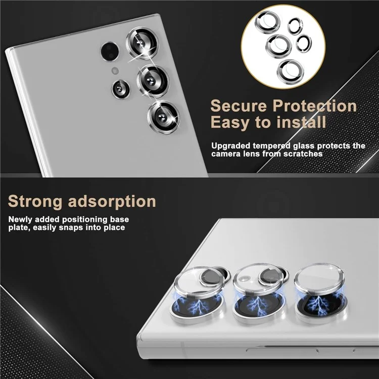 1 Set For Samsung Galaxy S25 Ultra Camera Lens Film Tempered Glass Scratch-Resistant Rear Lens Protector - Silver