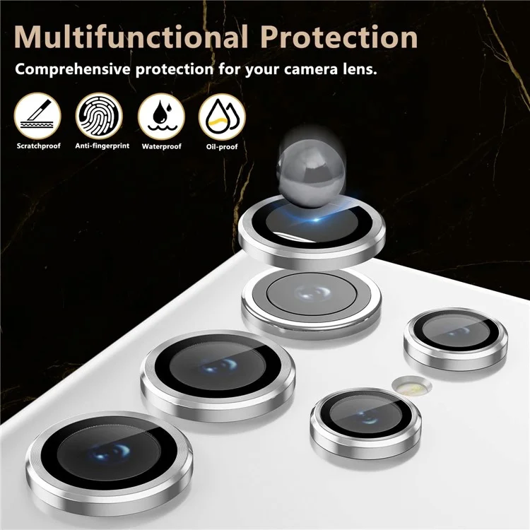 1 Set For Samsung Galaxy S25 Ultra Camera Lens Film Tempered Glass Scratch-Resistant Rear Lens Protector - Silver