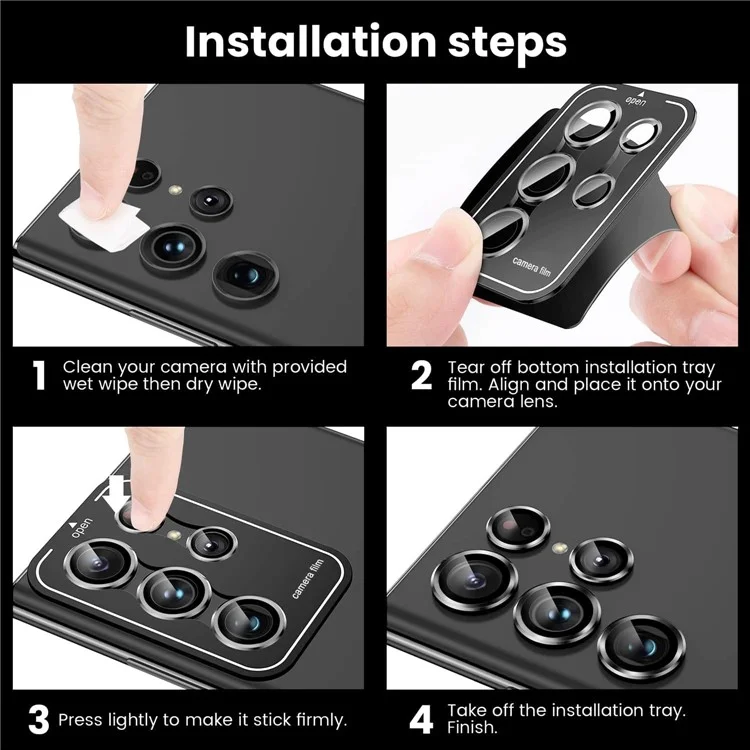 1 Set For Samsung Galaxy S25 Ultra Camera Lens Film Tempered Glass Scratch-Resistant Rear Lens Protector - Silver
