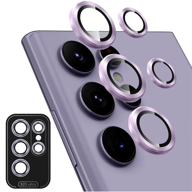 1 Set For Samsung Galaxy S25 Ultra Camera Lens Film Tempered Glass Scratch-Resistant Rear Lens Protector - Purple