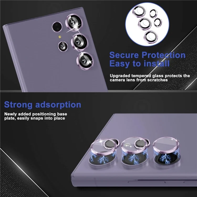 1 Set For Samsung Galaxy S25 Ultra Camera Lens Film Tempered Glass Scratch-Resistant Rear Lens Protector - Purple