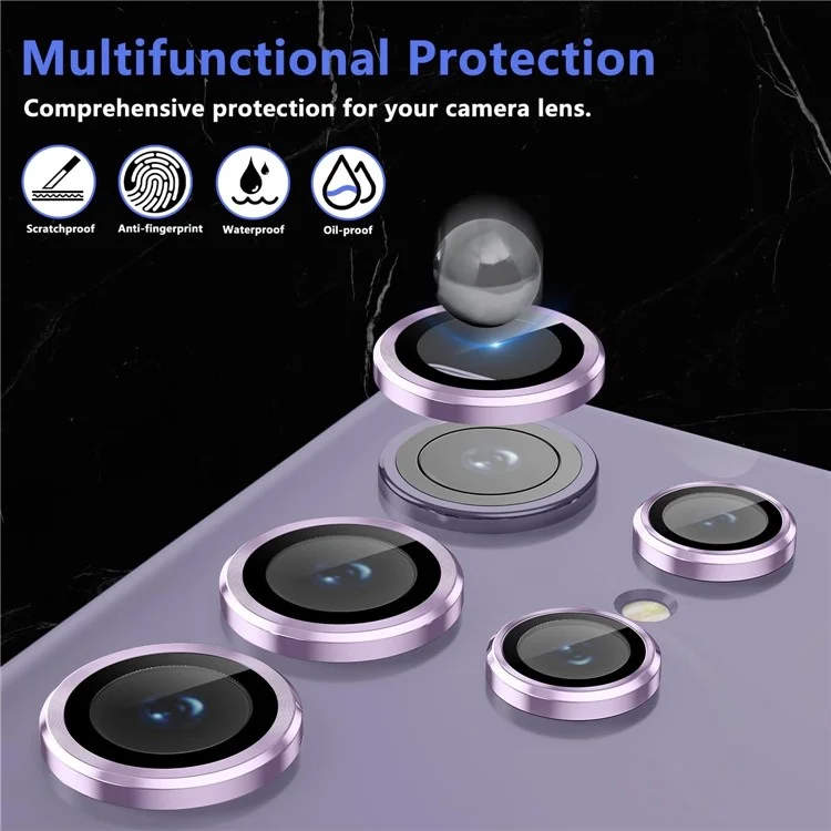 1 Set For Samsung Galaxy S25 Ultra Camera Lens Film Tempered Glass Scratch-Resistant Rear Lens Protector - Purple