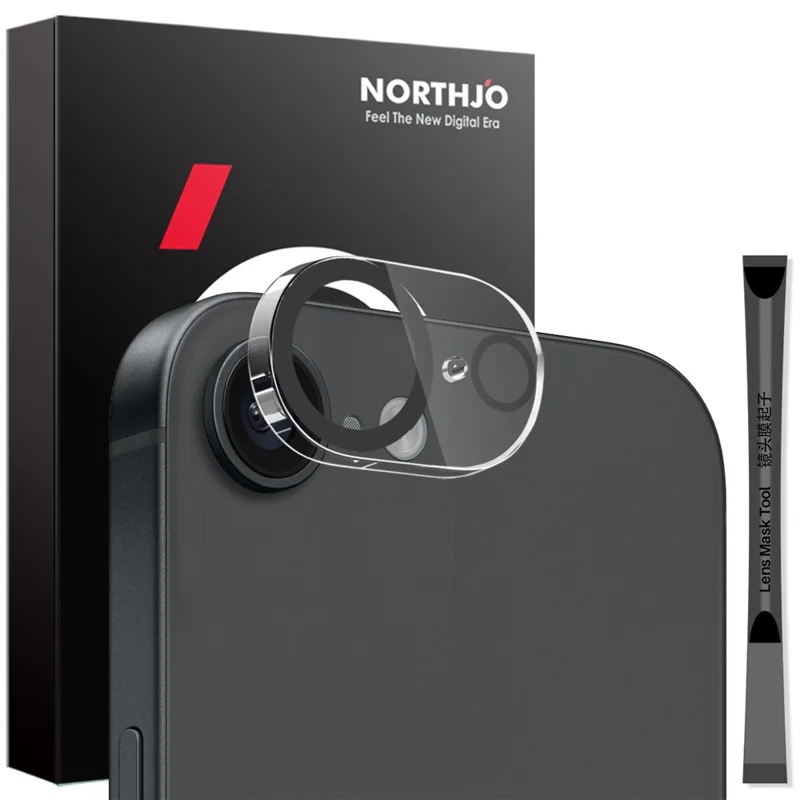 NORTHJO For iPhone 16e Black Circles Camera Lens Protector Tempered Glass HD Clear 3D Full Coverage