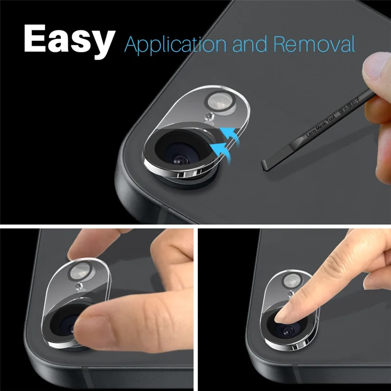 NORTHJO For iPhone 16e Black Circles Camera Lens Protector Tempered Glass HD Clear 3D Full Coverage