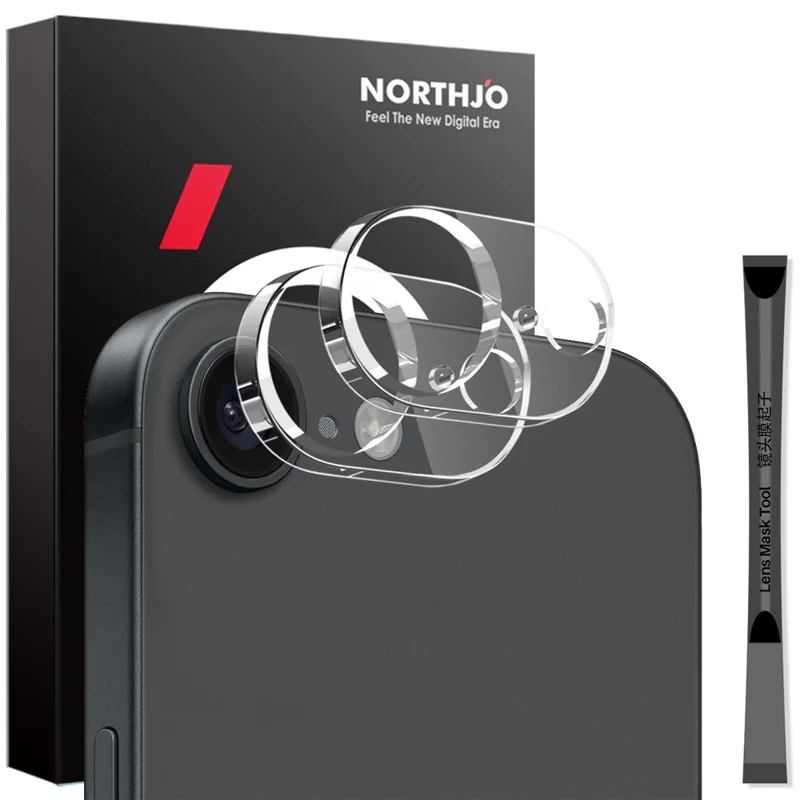 NORTHJO 2Pcs For iPhone 16e Tempered Glass Camera Lens Protector Clear 3D Integrated Full Coverage
