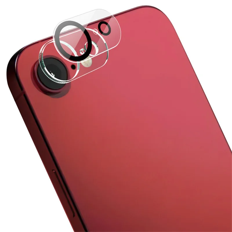IMAK For iPhone 16e Tempered Glass Camera Lens Protector Acrylic Lens Cap (Black Circle Design)