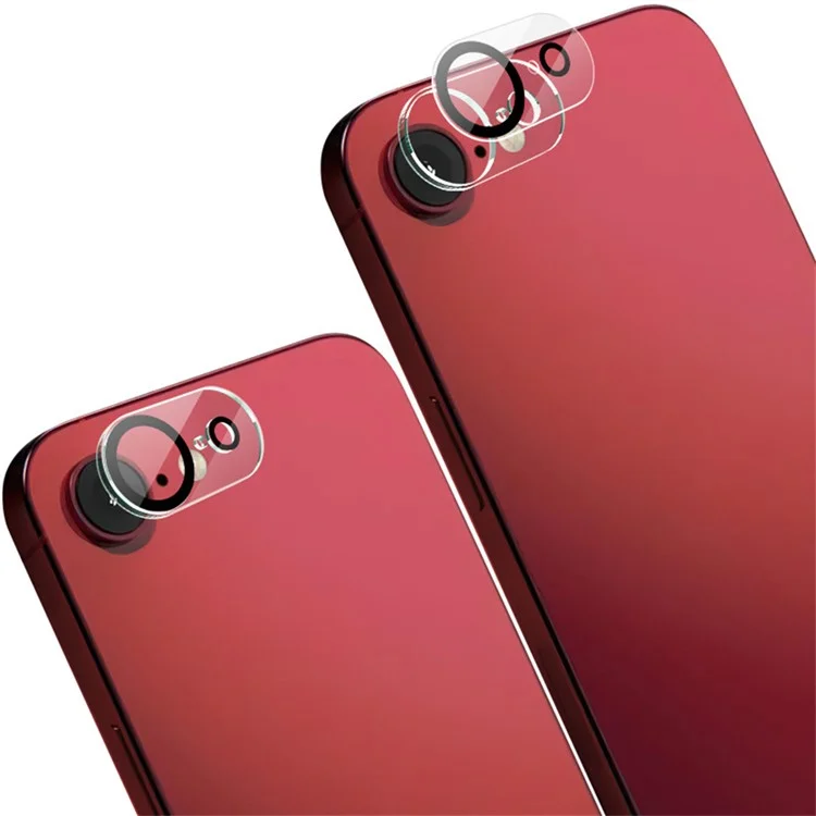 IMAK For iPhone 16e Tempered Glass Camera Lens Protector Acrylic Lens Cap (Black Circle Design)