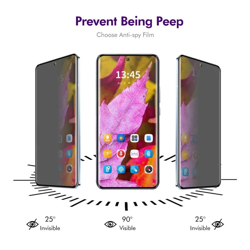 ENKAY HAT PRINCE Per vivo X200 Pro 5G Pellicola Protettiva Privacy Schermo in Vetro Temperato 3D Curvo Anti-Spy